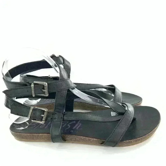 Blowfish Shoes - Blowfish womens sandals size 7 black faux leather boho Bohemian festival